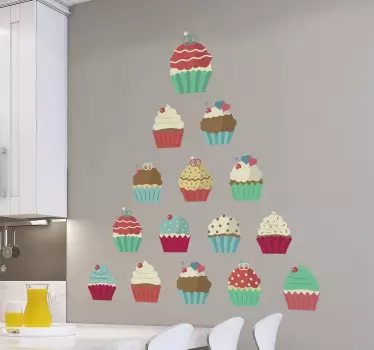 Cupcake pyramid wall decal - TenStickers