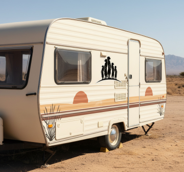 Curious meerkat family caravan decal - TenStickers