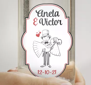 Custom Couple Illustration wedding sticker - TenStickers