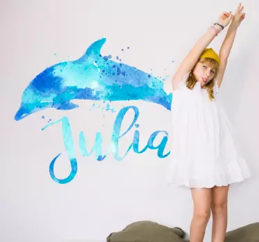custom dolphin water texture fish wall decal - TenStickers