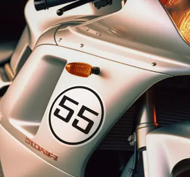 Personalized rounded number motorbike decal - TenStickers