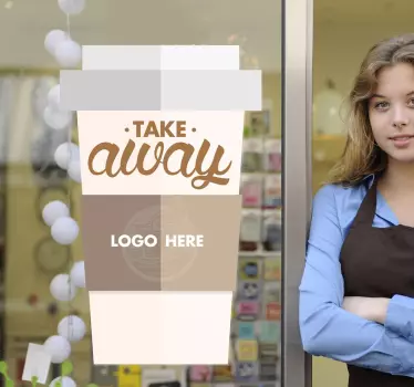Custom Takeaway Coffee Cup Window Sticker - TenStickers