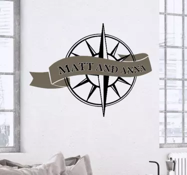 Customisable Compass Wedding Banner Sticker - TenStickers
