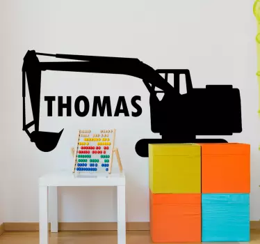 Customisable Digger with Name illustration sticker - TenStickers