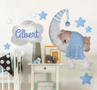 Customisable Sleepy Bear Children's Sticker - TenStickers