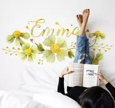 Customisable sticker custom floral name - TenStickers