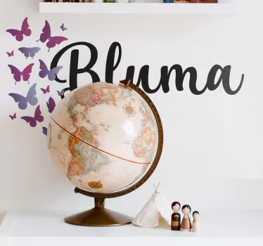 Customizable Butterfly Name quote sticker - TenStickers