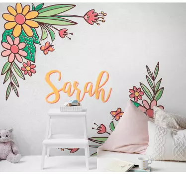 Customizable flower design glass door sticker - TenStickers