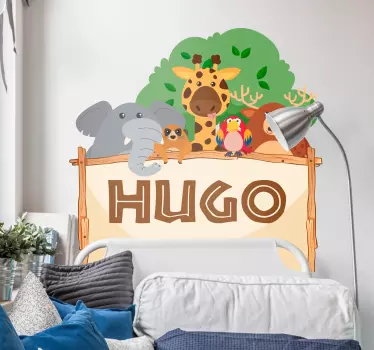 customizable jungle headboard wild animal sticker - TenStickers
