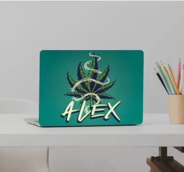 Marihuana leaf with name laptop skin - TenStickers