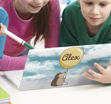 Customize porcupine with balloon  laptop decal - TenStickers