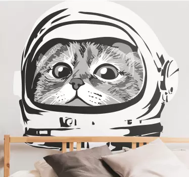 Cute cat with astronaut helmet bedroom sticker - TenStickers