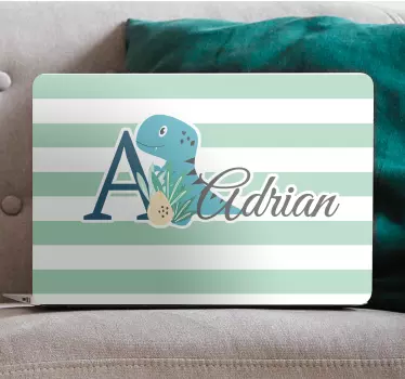 Baby dinosaur with name laptop skin - TenStickers