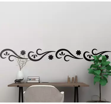 Cute flowers with leaves border decal - TenStickers