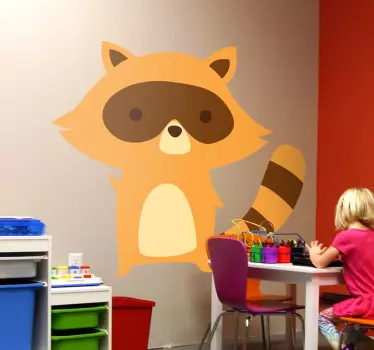 Cute raccoon character wall sticker for kids - TenStickers