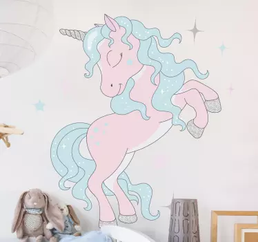 Dreamy unicorn sparkless illustration wall sticker - TenStickers