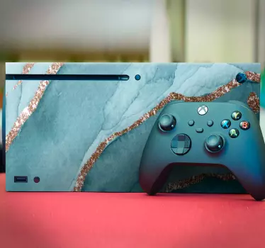 Cyan and gold marble look xbox sticker - TenStickers