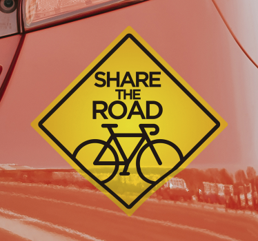Cyclist caution share the road Car Decal - TenStickers