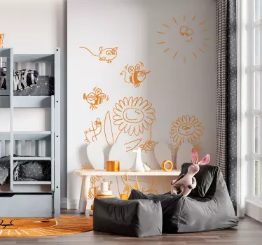Daisies and Insects Kids Stickers - TenStickers