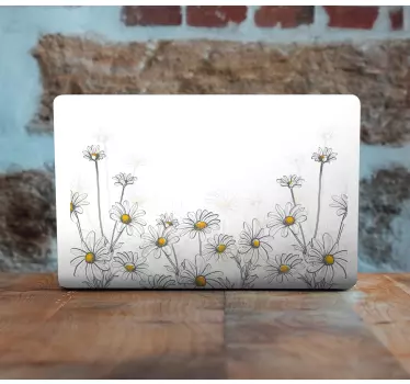 Daisy floral illustration laptop skin - TenStickers