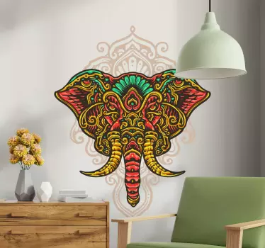 Dambulla elephant mandala wild animal sticker - TenStickers
