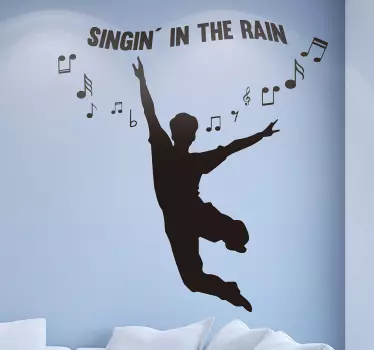 Text singing in the rain person dance wall sticker - TenStickers