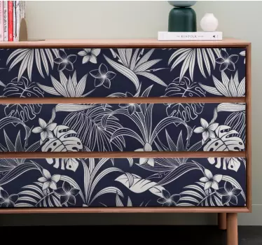 Dark tropical leaves and flowers decals for furniture - TenStickers