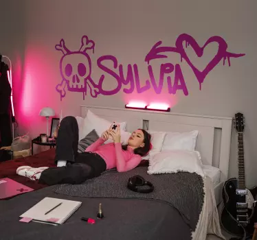 Personalised death and love graffiti painting urban wall decal - TenStickers