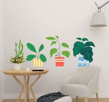 Decorative flower pots plant decals - TenStickers