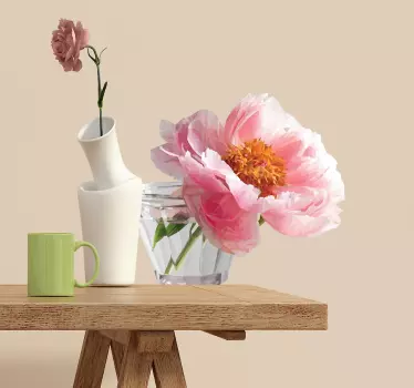 Decorative Pink Flower Sticker - TenStickers
