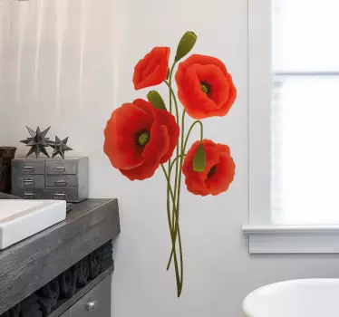 Delicate-poppy-seed flower wall decor - TenStickers