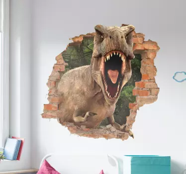 Dinosaur trompe l'oeil  wall decal - TenStickers