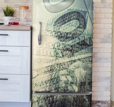 Dollar bills and buildings fridge decals - TenStickers