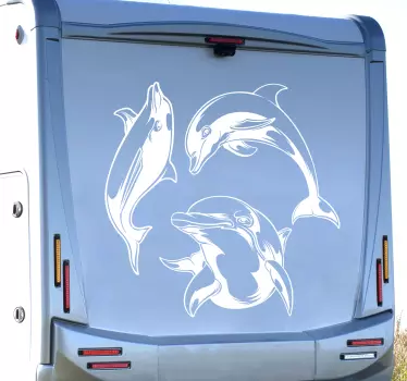 Dolphin silhouette caravan sticker - TenStickers