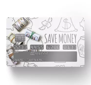 Doodle financial save money bank card sticker - TenStickers