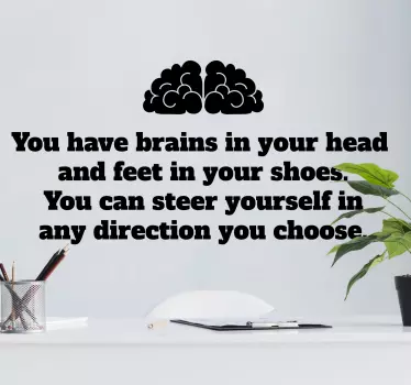Dr Seuss Brain inspirational quote sticker - TenStickers