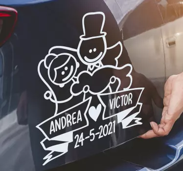 Drawings boyfriends with name wedding vinyl decal - TenStickers