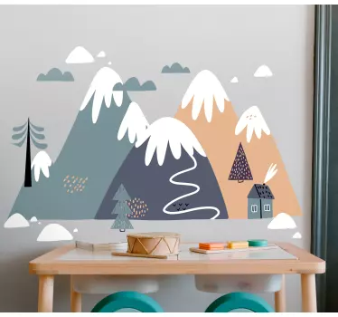 Drew silhouette mountain nature stickers - TenStickers