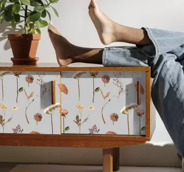 Dried flower leaf patterned decals for furniture - TenStickers