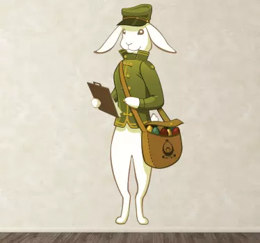Easter Bunny Postman Wall Sticker - TenStickers