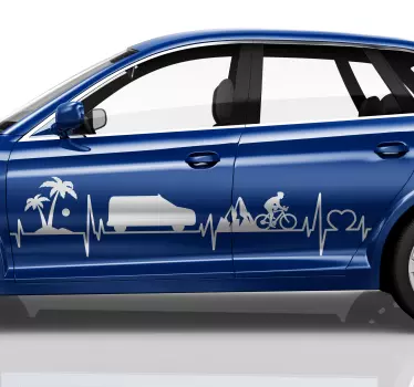 Electrocardiogram travel van decal - TenStickers