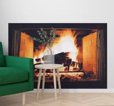 Elegant black fireplace visual effects wall sticker - TenStickers