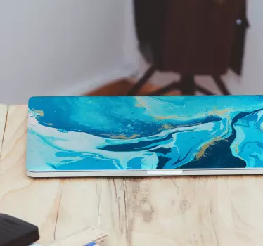 Elegant blue painting laptop skin - TenStickers