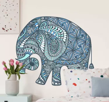 Elephant mandala with flower floral wall decal - TenStickers