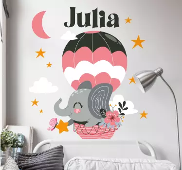 Elephant on a balloon with stars and the moon wall art - TenStickers