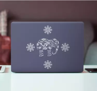 Elephant shape with colorful mandala laptop sticker - TenStickers