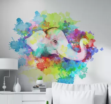 Elephant splash wild animal sticker - TenStickers