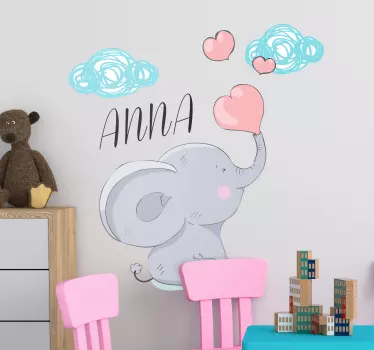 Elephant with name Translations illustration sticker - TenStickers