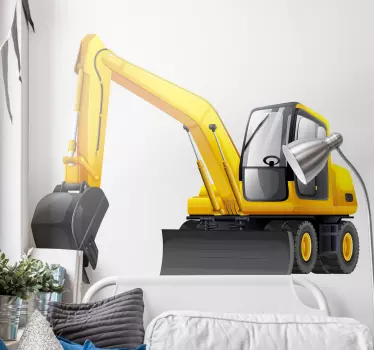 Excavator cartoon 3d yellow and black kids toy decal - TenStickers