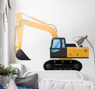 Excavator cartoon yellow and black kids machine toy decal - TenStickers
